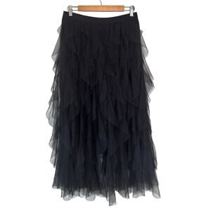 Soho Apparel XL Black Tulle Mesh Layered Skirt Goth Whimsigoth Grunge Lined